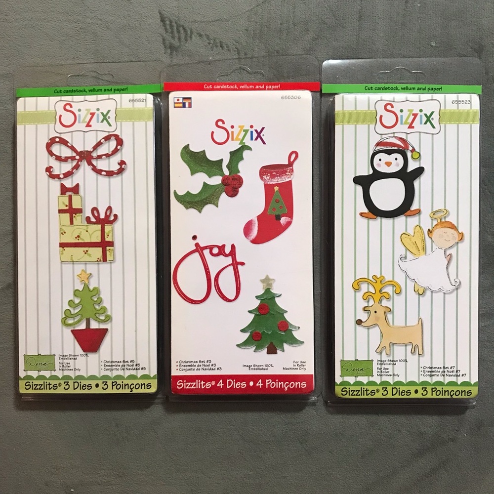 Sizzix Sizzlits Christmas theme die set (Christmas #3, #5, #7)
